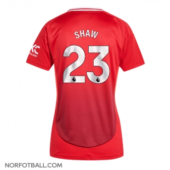 Billige Fotballdrakt Manchester United Luke Shaw #23 Replika Hjemmedrakt Dame 2024-25 Kortermet